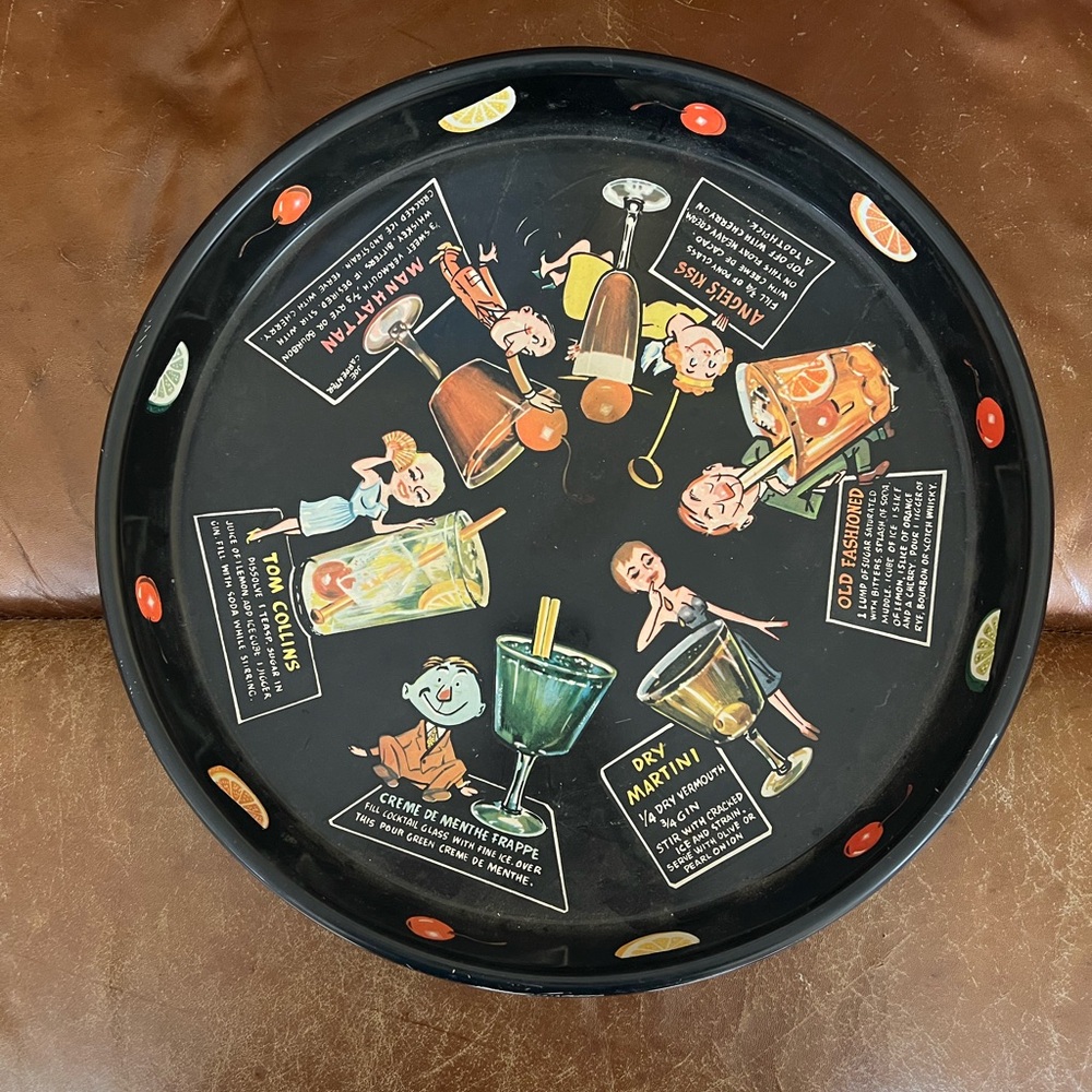 Mid-century Black Serving / Cocktail Tray